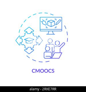 2D gradient thin linear icon cMOOCs concept Stock Vector