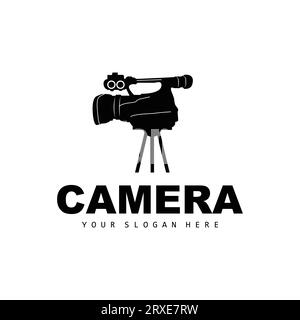 Camera Logo, Cameraman Design, Studio Camera And Photographer Vector, Template Icon Stock Vector