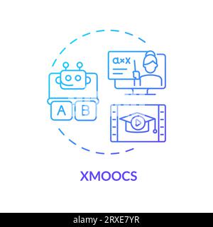 2D gradient thin linear icon xMOOCs concept Stock Vector