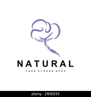 Cotton Logo, Natural Biological Organic Plant Design, Beauty Textile and Clothing Vector, Soft Cotton Flowers Stock Vector