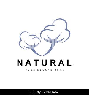 Cotton Logo, Natural Biological Organic Plant Design, Beauty Textile and Clothing Vector, Soft Cotton Flowers Stock Vector