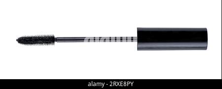Black mascara brush isolated on white background. Beauty mascara applicator brush cut out on white. Stock Photo