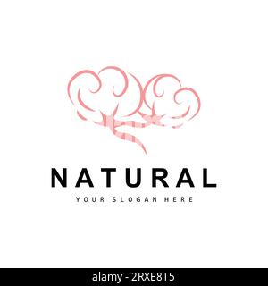 Cotton Logo, Natural Biological Organic Plant Design, Beauty Textile and Clothing Vector, Soft Cotton Flowers Stock Vector