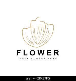 Simple Botanical Leaf and Flower Logo, Vector Natural Line Style, Decoration Design, Banner, Flyer, Wedding Invitation, and Product Branding Stock Vector