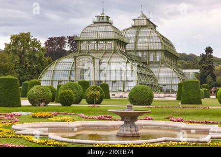 Schonbrunn palace palm house. Architectural landmark in Vienna. Austria Stock Photo