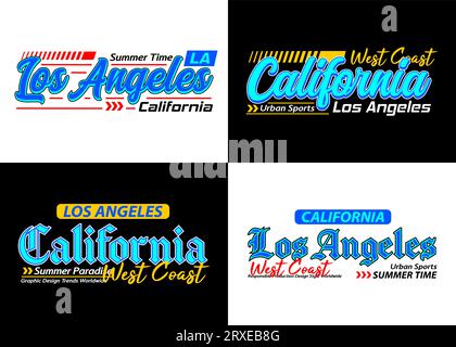 Set Los Angeles California urban style typeface collection, typography for t-shirt, posters, labels, etc. Stock Vector