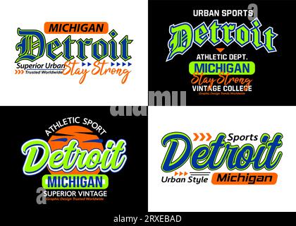 Set Detroit urban style typeface collection, typography for t-shirt, posters, labels, etc. Stock Vector