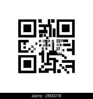 QR code icon. Fake template of quick responce matrix barcode in square grid. Mobile phone camera readable digital label isolated on white background. Stock Vector