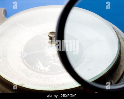 Glass on barometer photographed before cross polarization Stock Photo