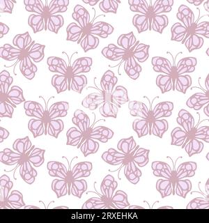 Butterfly seamless pattern for textile or wallpaper, vector illustration hand drawn insect. Stock Vector