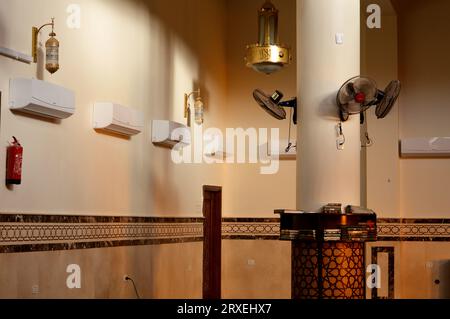 Cairo, Egypt, September 17 2023: The interior of a grand large mosque in Cairo, a new mosque masjid for the Islamic five prayers of the day, the place Stock Photo