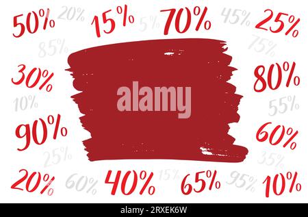 Background with blank space for text about sale, black Friday, prices. Numbers and percentage are drawn by hand. Vector. 5, 10, 15, 20, 25, 30, 35, 40 Stock Vector