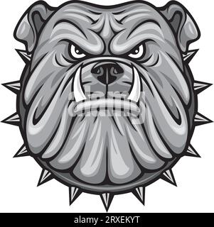 Angry Bulldog Face Color. Vector Illustration. Stock Vector