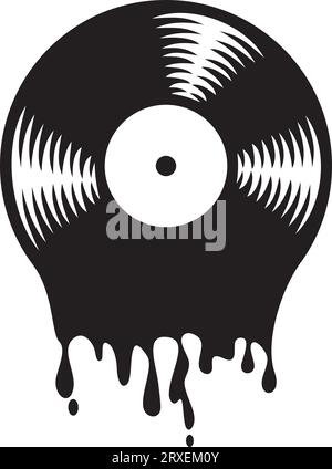 Melting vector vinyl disc (record) Stock Vector