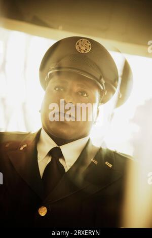 Portrait of a young African American soldier. Stock Photo