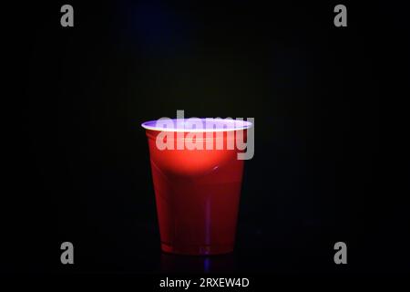 Red plastic cup. Stock Photo