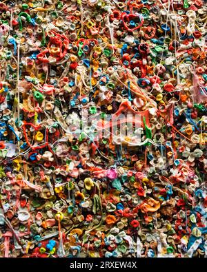 Chewing gum stuck to a wall. Stock Photo