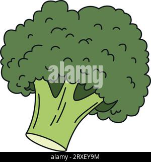 Broccoli with line vector flat icon. Isolated Stock Vector