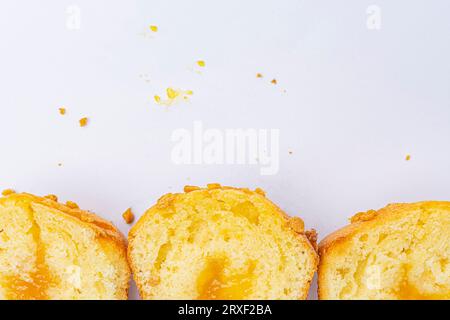 muffins cut on a white background with crumbs. High quality photo Stock Photo
