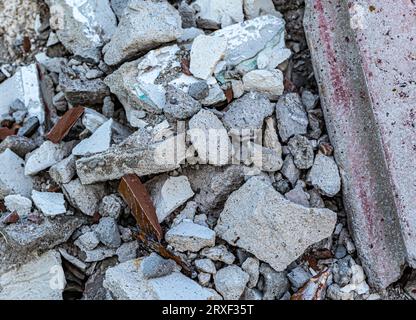 Construction debris caused by demolition of buildings or residential houses.  Stock Photo