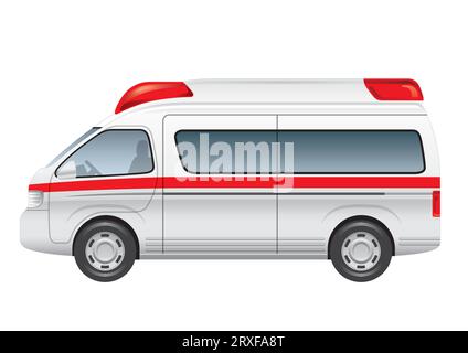Ambulance Vector Side View Illustration Isolated On A White Background. Stock Vector