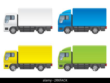 Vector Delivery Truck Illustration Set Isolated On A White Background. Vector Illustration. Stock Vector