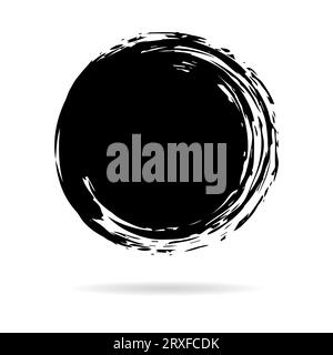 Swash circle hand painted with black ink brush Stock Vector