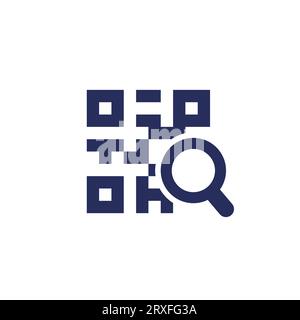 qr code search icon on white Stock Vector