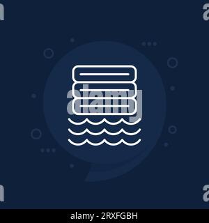 Data lake, storing raw data line icon Stock Vector