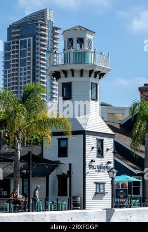 Spill The Beans coffee shop in the Lighthouse at Seaport Village, Embarcadero Stock Photo