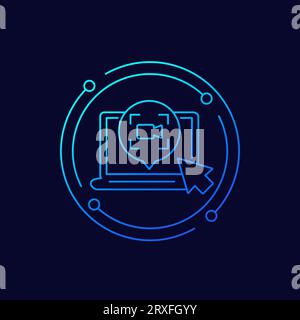 screen recording icon with a laptop, linear design Stock Vector