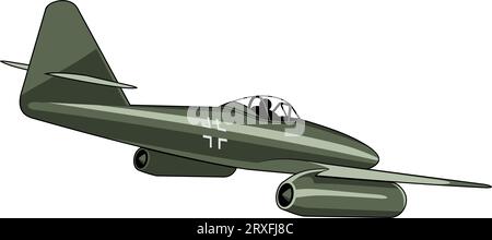 Me-262 fighter jet plane 1944. WW II aircraft. Vintage airplane. Vector clipart isolated on white. Stock Vector