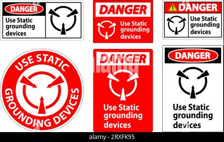 Danger Sign Use Static Grounding Devices Stock Vector