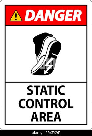 Danger Sign Static Control Area Stock Vector