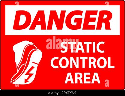 Danger Sign Static Control Area Stock Vector