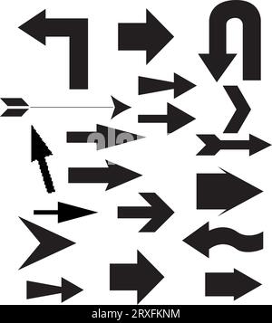 Set of black vector arrows. Arrow icon. Arrow vector icon. Arrow. Arrows vector collection Stock Vector