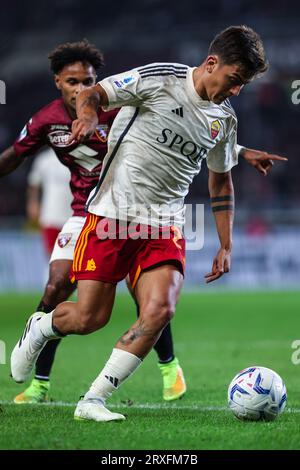 Paulo Dybala of AS Roma seen in action during Serie A 2023/24 football match between Torino FC and AS Roma at Stadio Olimpico Grande Torino. (Final scores; Torino  1 | 1  Roma). Stock Photo