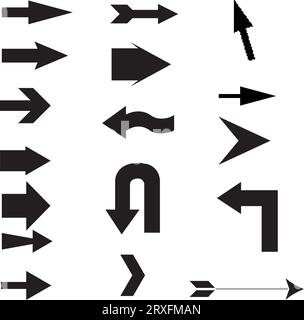 Set of black vector arrows. Arrow icon. Arrow vector icon. Arrow. Arrows vector collection Stock Vector