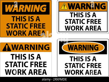 Warning Sign This Is A Static Free Work Area Stock Vector