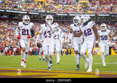 Buffalo Bills linebacker Terrel Bernard (43) strips the ball from ...