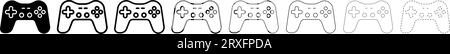 Set of Gamepad different line shapes, thin line design vector illustration Stock Vector