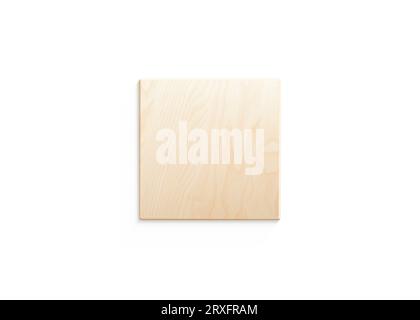 Side View Square Blank square wood plate mockup set, side view, 3d rendering. Empty ...