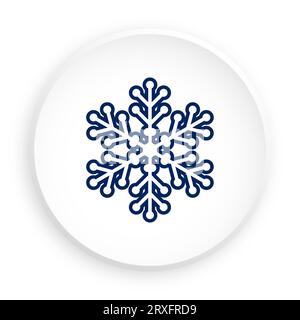 Winter snowflake. Six pointed fluffy snowflake symbol of winter weather icon in neomorphism style for mobile app. Button for mobile application or web Stock Vector