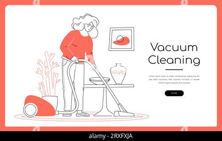 Vacuum cleaning - modern colorful flat design style illustration Stock Vector