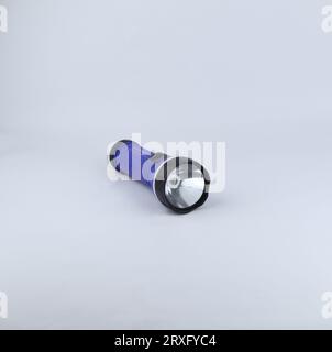 blue flashlight isolated on a white background Stock Photo