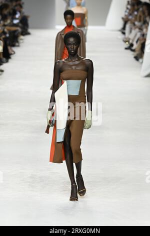 Anok Yai walks on the runway during the Chanel Paris Haute Couture Fall ...