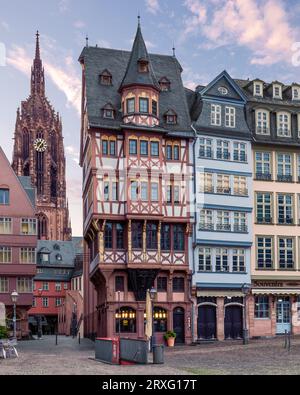 Beautiful half-timbered buildings at the Market Square in Frankfurt, Hesse, Germany Stock Photo