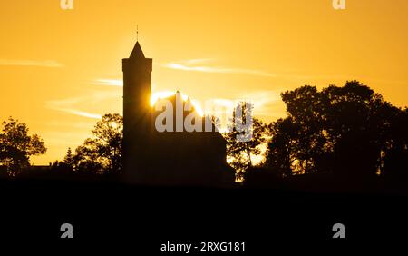 sunset over the city of Poland - monuments Stock Photo