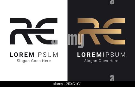 Luxury Initial RE or ER Initial Monogram Text Letter Logo Desing Stock Vector