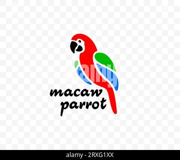 Macaw parrot, ara parrot, birds, animals, avian and parakeet, graphic design. Wildlife, nature, jungle, pet, fauna, feathered and rainforest, vector Stock Vector